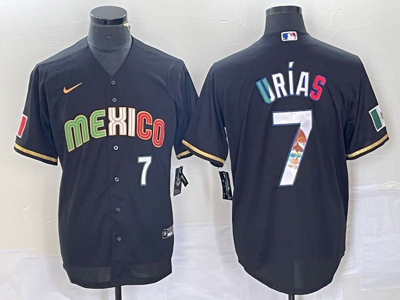 Men 2023 World Cub Mexico #7 Urias Black Nike MLB Jersey style 9188